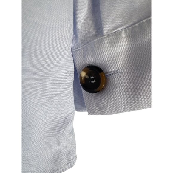2/$30 Zara Basic Blue Blouse XS Long Sleeve Button Cuff Bow Tie Neck - Picture 7 of 14